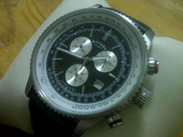 ROTARY Chronograph Black Leather Strap Aviator Gents Watch*SPECIAL EDITION*