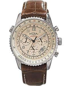 ROTARY Chronograph Aviator Pilot Gents Cream Dial Watch*BEST VALUE FOR MONEY!!!*