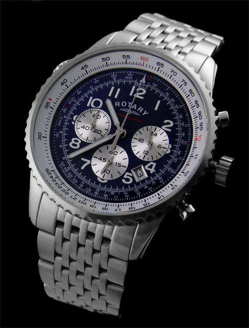 ROTARY Chronograph Aviator Pilot Gents Watch*VERY RARE ITEM!*