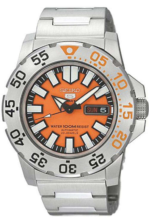 New SEIKO 5 Automatic 21 Jewels Stainless Steel Gents Watch"LITTLE ORANGE MONSTER!!!""