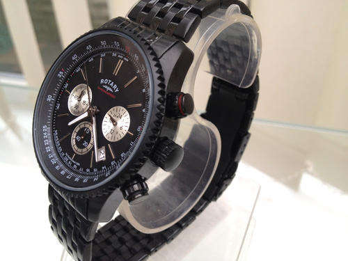 ROTARY Chronograph Aviator Pilot(FULL BLACK STAINLESS STEEL) Gents Watch*VERY,VERY RARE ITEM*