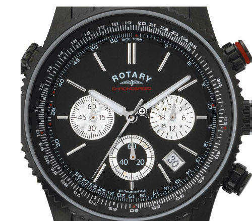 ROTARY Chronograph Aviator Pilot(FULL BLACK STAINLESS STEEL) Gents Watch*PLEASE READ!*