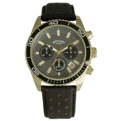 ROTARY Gold Chronograph Brown Leather Quartz Gents Watch(Classy & Sophisticated!)