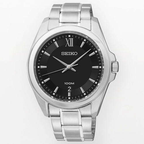 SEIKO Black Dial Stainless Steel Date Gents Quartz Watch "WHAT A BEAUTY!!"