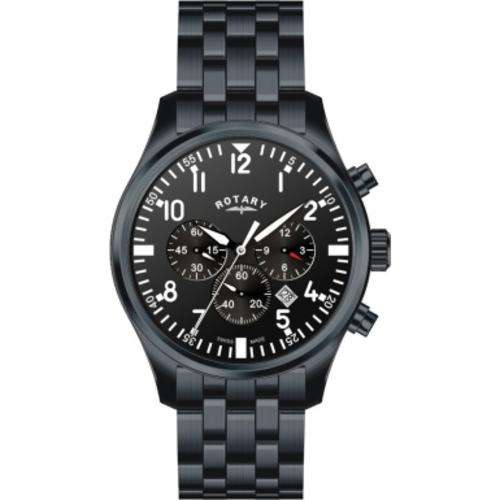 ROTARY Chronograph Black Dial Gents Quartz Watch"BRAND NEW WITH ALL DOCS"