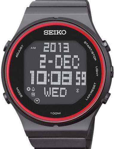 New SEIKO STP013 Red DIGITAL Chronograph Ion Plated Gents Quarts Sports Watch(1st ON BoB)