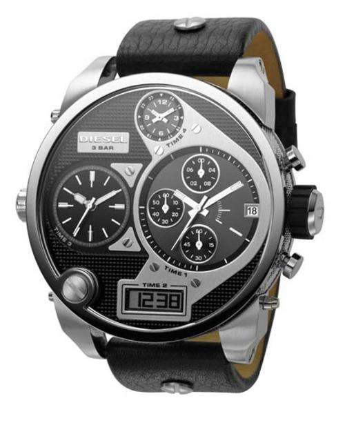 New DIESEL (BIG DADDY) Black Leather Chronograph Gents Watch ** MADNESS SALE!!**