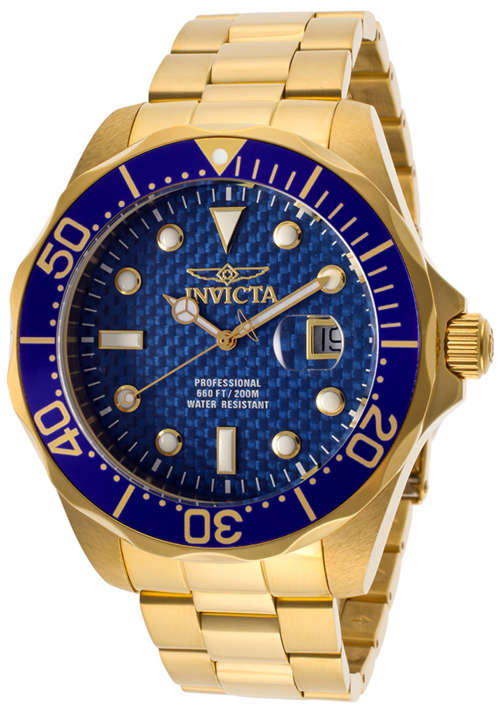 INVICTA Grand Divers Blue Carbon Dial 18K Gold-Plated Gents Luxury Watch"HIGH END WATCH!!!"