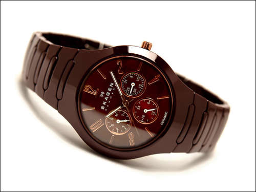 New SKAGEN(Denmark) Full Ceramic Brown/Bronze Ladies Quartz Dress Watch**LAST 1!!**