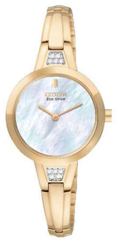 New CITIZEN Eco-Drive Silhouette Swarovski Crystal Ladies Dress Watch"NO MORE BATTERIES EVER!!!!"