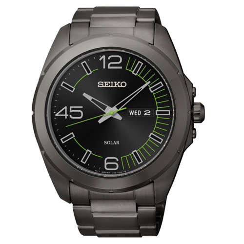 SEIKO Solar Black/Grey Day - Date Gents Dress Watch(NO MORE BATTERIES EVER!!!)