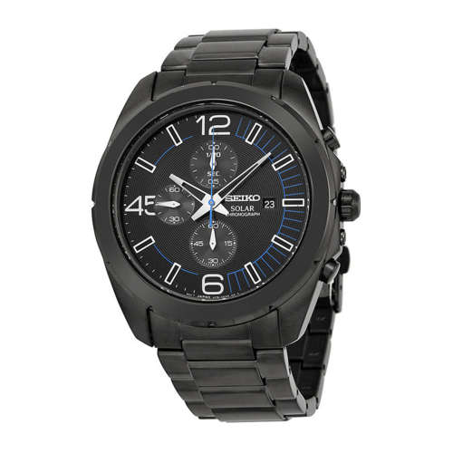 Latest SEIKO Solar Chronograph Black Dial Ion-Plated Gents Watch(NO MORE BATTERIES EVER!!)