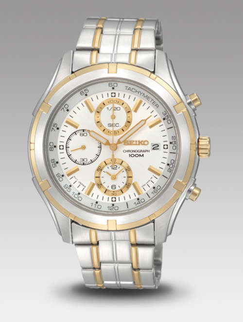 New SEIKO Chronograph 2-Tone Quartz Gents Dress Watch"STUNNING  ITEM!!!"