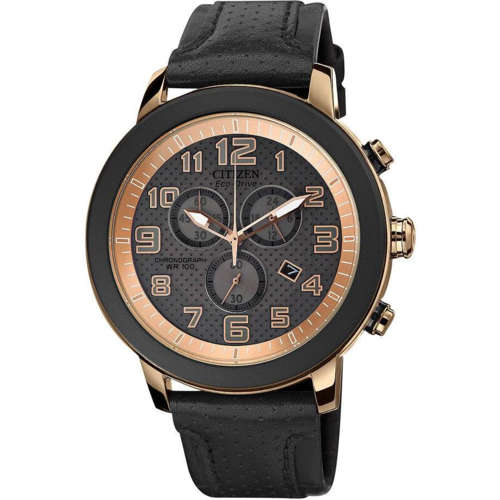 CITIZEN Eco Drive BRT 3.0 Chronograph Black Leather Gents Watch"NO MORE BATTERIES EVER!!"
