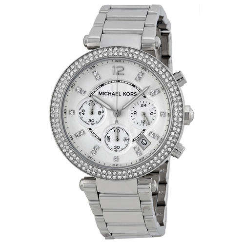 MICHAEL KORS Parker Silver Chronograph Ladies Dress Watch"HOT HEW ITEM!!!"