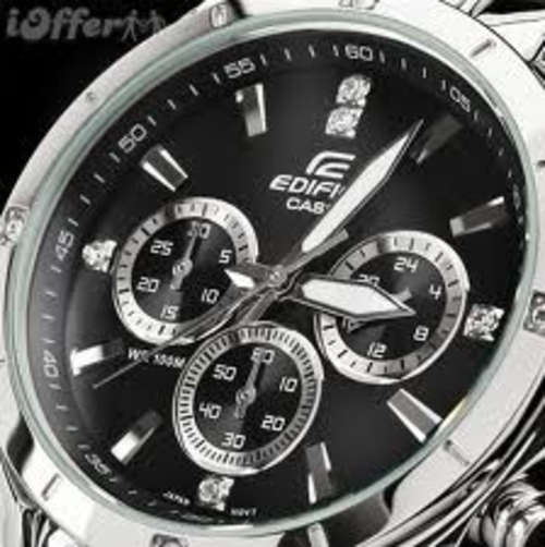 CASIO EDIFICE MENS CHRONOGRAPH"DESIGNER"RHINESTONE WATCH