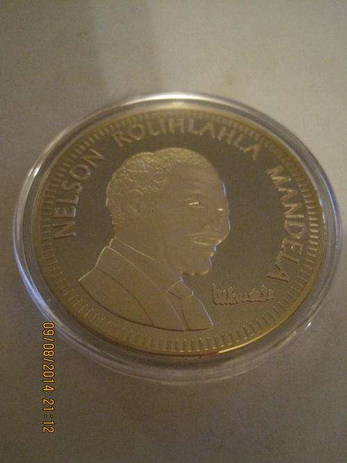 **MANDELA 10 YEARS OF FREEDOM MEDALLION**GOLD CLAD**