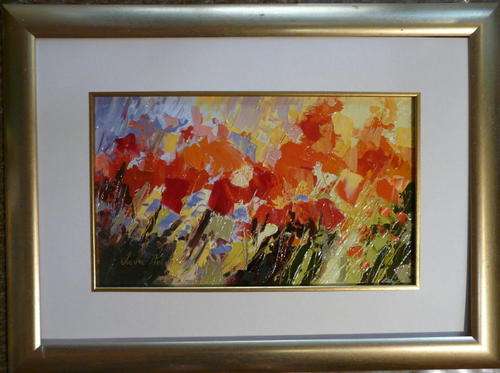 Yvonne Ankerman Original Oil ! Painting Red Poppies 1