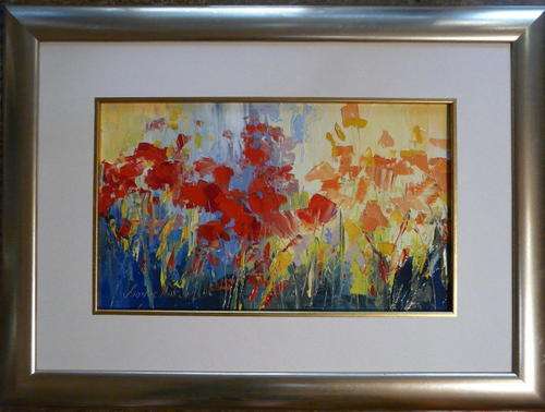 Yvonne Ankerman Original Oil ! Painting Red Poppies 2