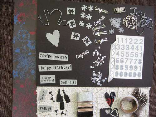 BLACK&SILVER Scrapbooking Paper&Embellishments Add On Set!!