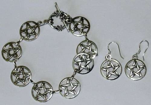 Pentagram bracelet and earings