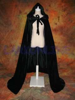 Satin Lined Black Velvet Hooded Cloak