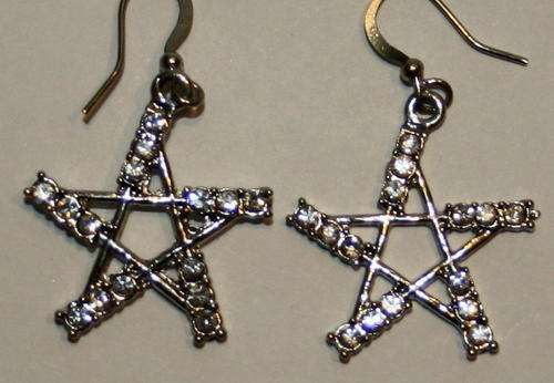 Pentagram earings with rhinestones