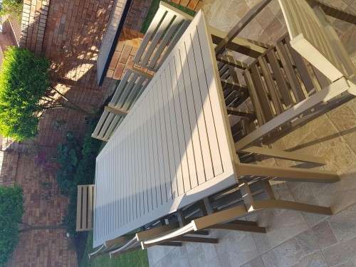 Allie Brown Alimimium Outdoor Patio Set - 8 seater, cushions, umbrella
