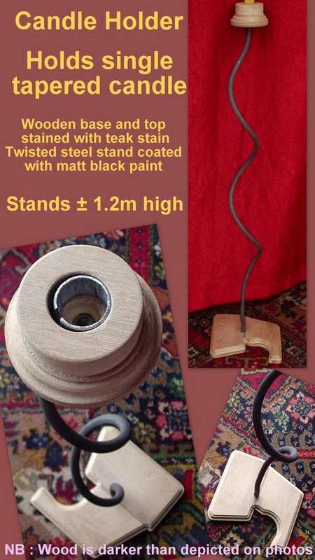 candle holder wood steel 