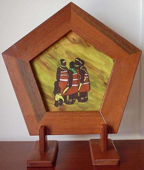 Five point photo/picture frame - balau wood - handcrafted - 52cm x 58cm
