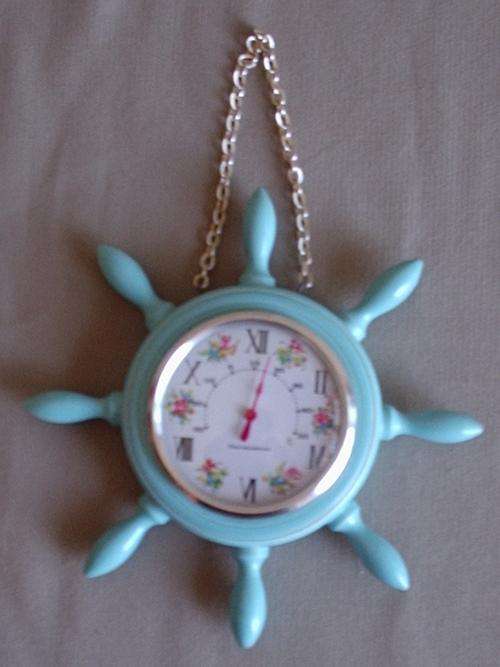 Small indoor Thermometer - blue with floral detail - 1960s