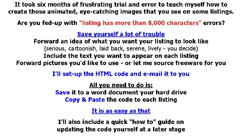 how to use HTML code on bid or buy listings easy HTML code no more 8000 character errors