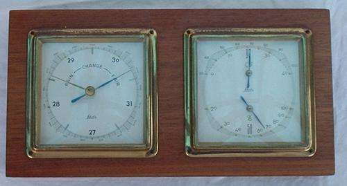 Scholz Germany Thermometer & Barometer - Wood, glass and brass - Celcius & Fahrenheit