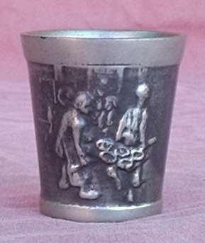 Pewter Tot measure - Genuine South African Manx Cat Pewter - Pilgrim's Rest - Estimate 1970s