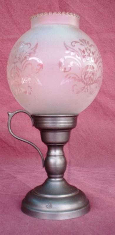 Fine Pewter and Glass candle holder - estimate 1970s - 90% pewter - Cupid and Trumpet  Stamp