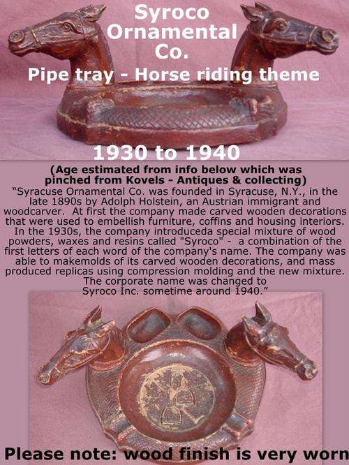 syroco ornamental co horse pipe ashtray