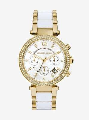 ORIGINAL MICHAEL KORS PARKER  GOLD AND WHITE  ## BRAND NEW ##