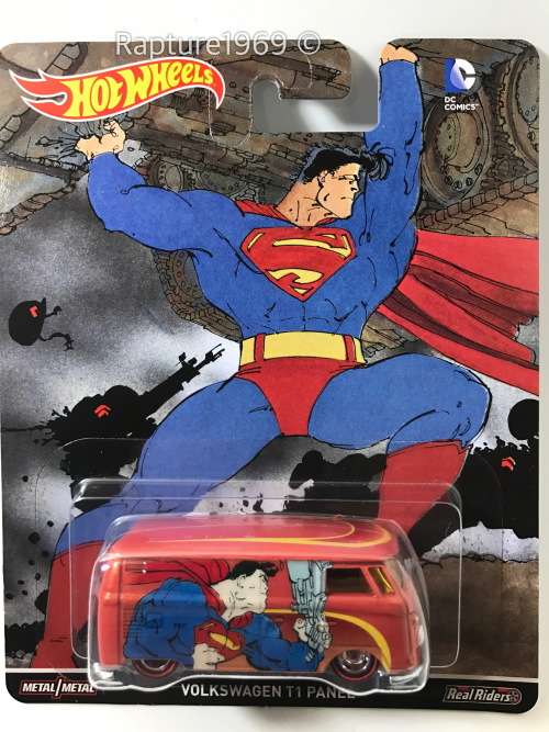 Hot Wheels-Volswagen T1 Panel Bus-2016 Hot Wheels DC Comics-Red-Long Card