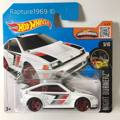 Hot Wheels-1985 Honda CR-X-2016 Hot Wheels HW Night Burners-White-Carded