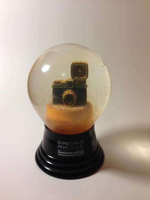 Snow Globe Glass - Christmas is analogue - with old style camera inside