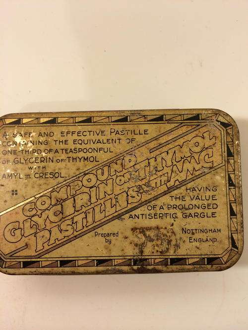 Compound Glycerin Thymol Pastilles Tin - See pictures for condition