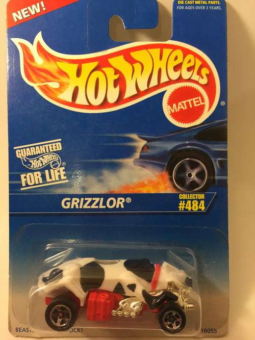 Hot Wheels - White - Grizzlor - 1996 Hot Wheels #484  - Long Card