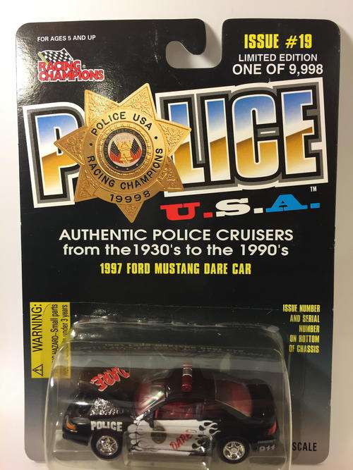 Racing Champions - Black - 1997 Ford Mustang - Racing Champions Police U.S.A
