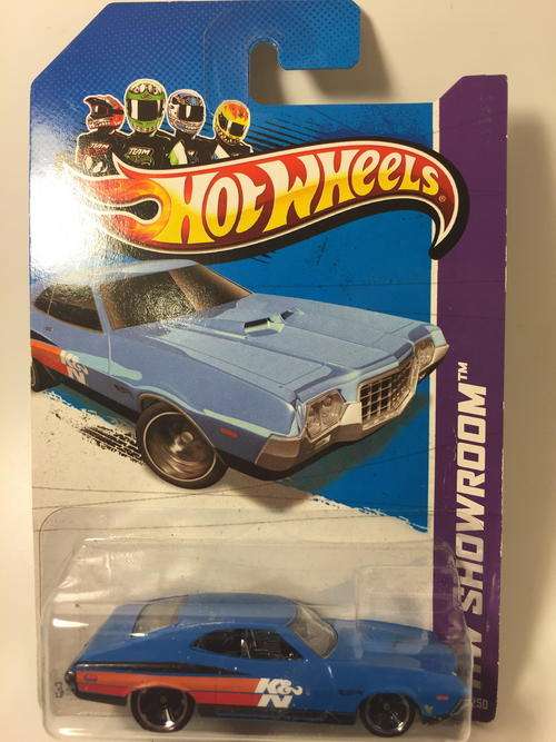 2013 Hot Wheels  Showroom Performance  - 72 Ford Gran Torino Sport - Blue - Long Card