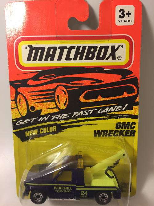 Matchbox 1995 - GMC Wrecker (Parkhill Towing) - Purple - Long Card