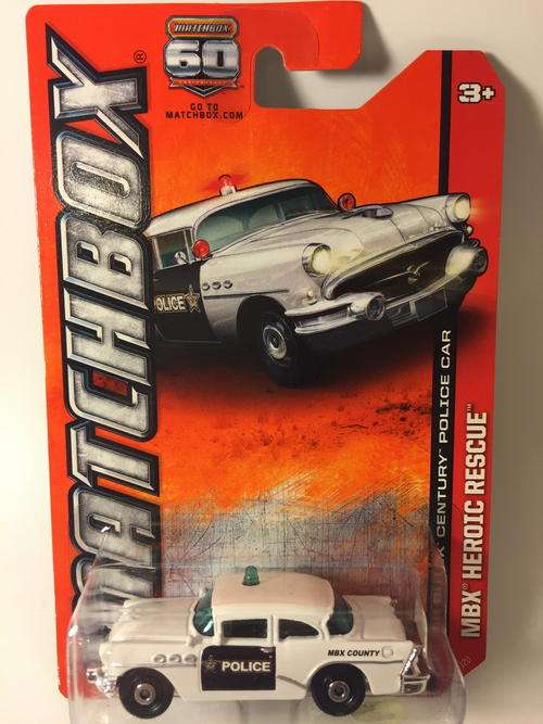 MBX Heroic Rescue - 56 Buick Century police Car - White - Long Card