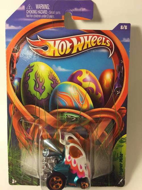 Hot Wheels - Hyper Mite - 2013 Hot Wheels Easter Walmart Exclusive  - White - Long Card