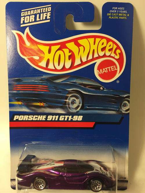 Hot Wheels - Porsche 911 GT1-98  - 2000 Hot Wheels #172 - Purple - Long Card