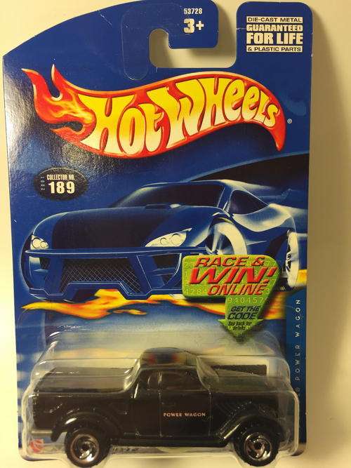 Hot Wheels - Dodge Power Wagon - 2001 Hot Wheels #189 - Black - Long Card