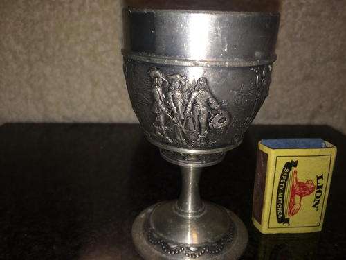 Vintage French Pewter Goblet Featuring the Three Musketeers